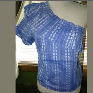 Gorgeous One Shoulder Striped Crop-top